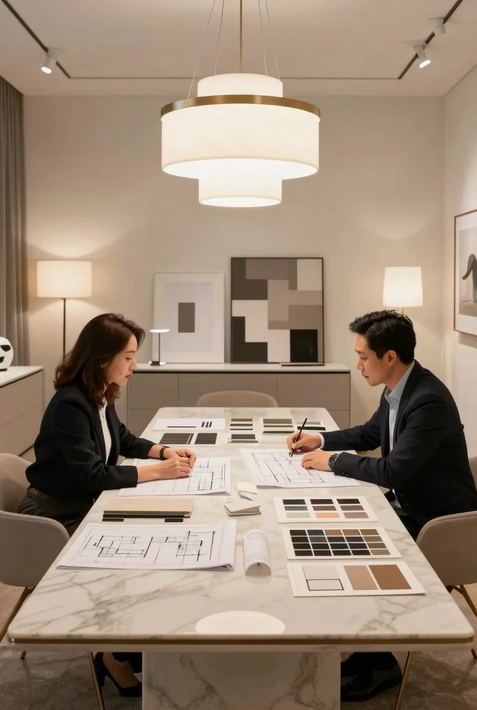 Design consultation session for luxury lighting selection