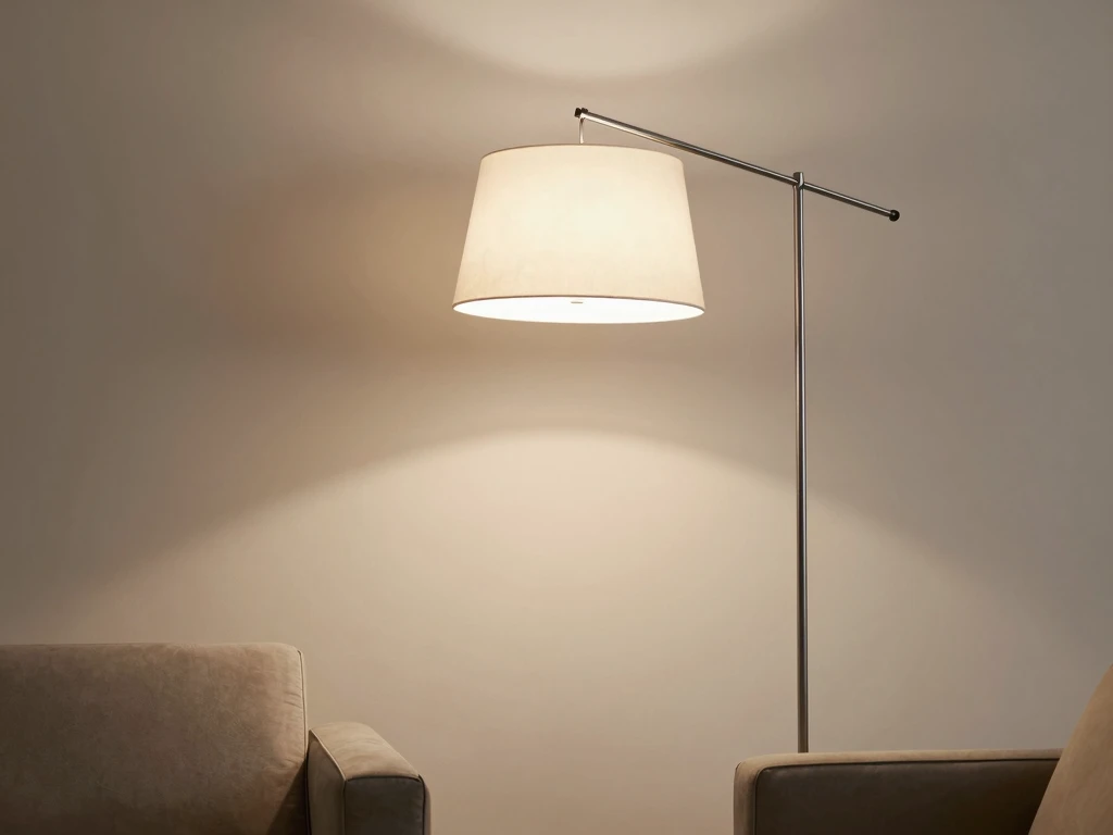 Contemporary floor lamp with adjustable arm and premium fabric shade